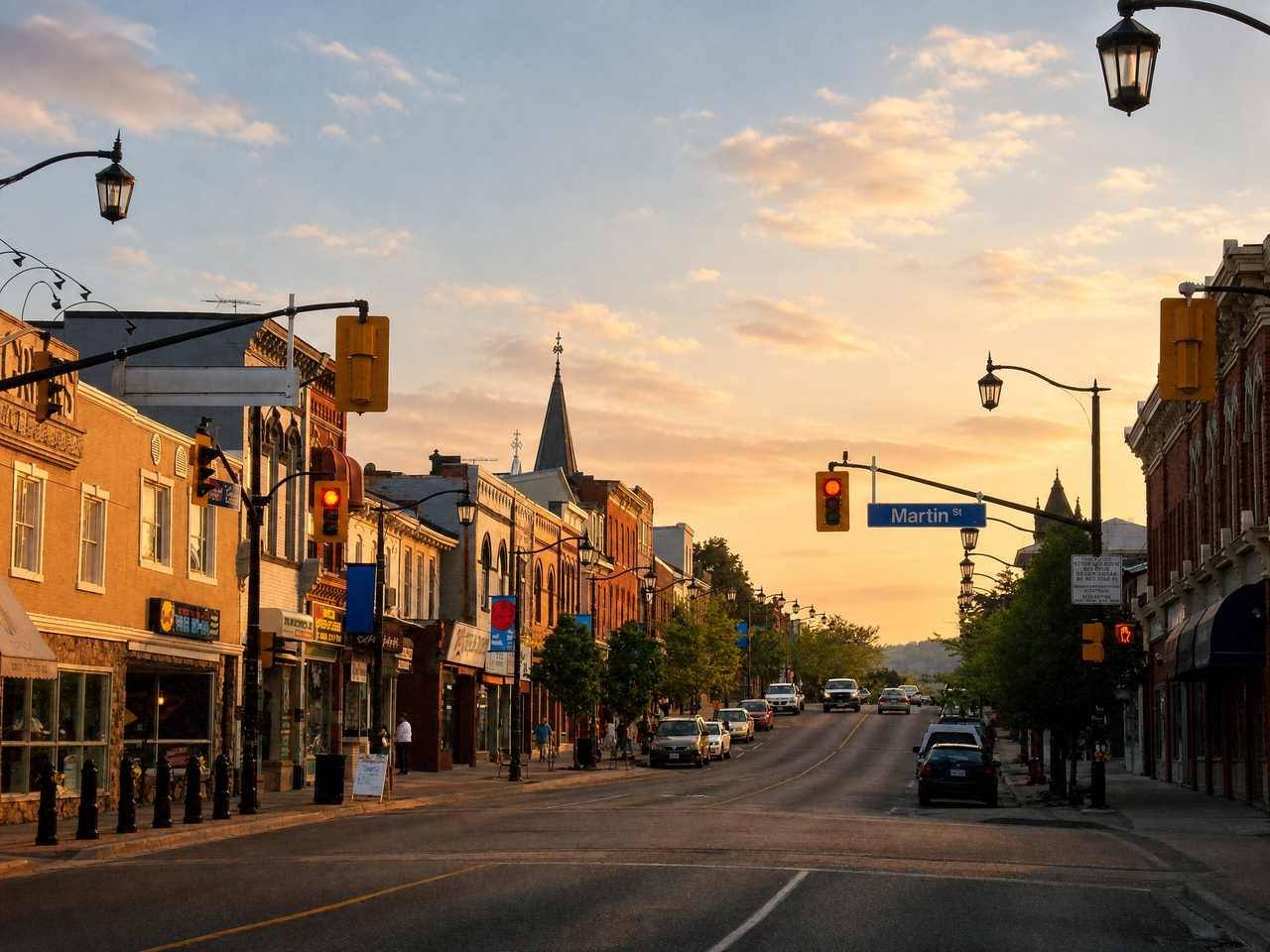 Main Street in downtown Milton at golden hour