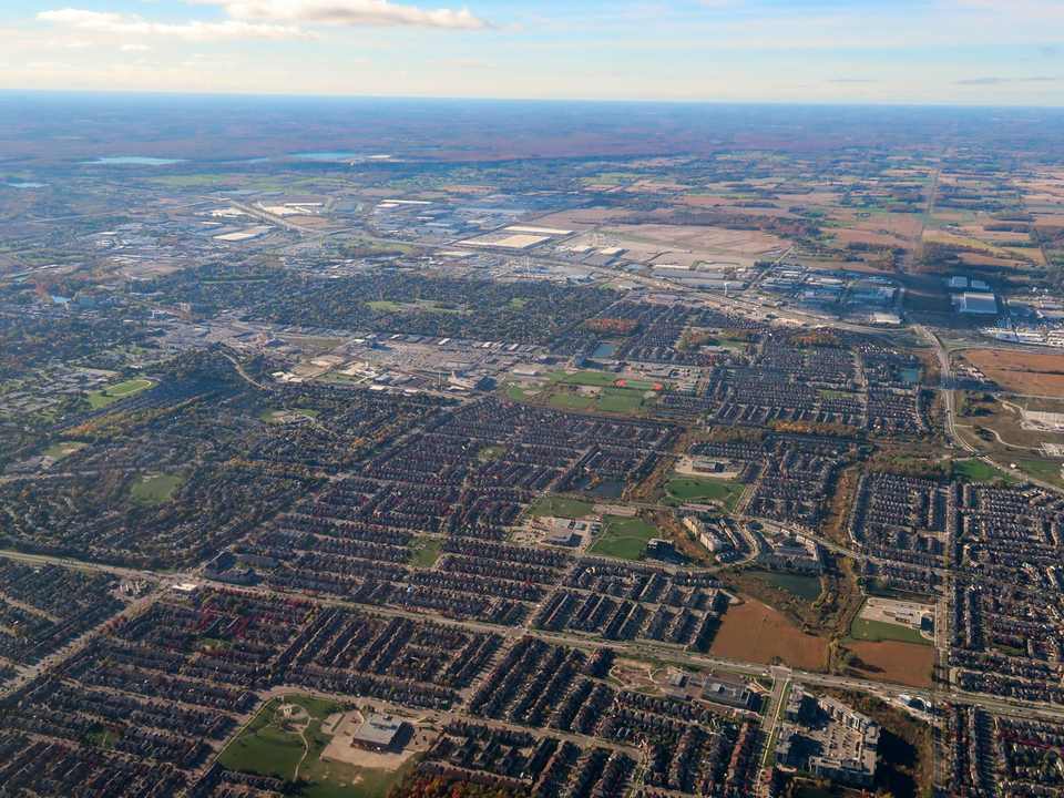 Aerial view of Milton's neighbourhoods, 2024